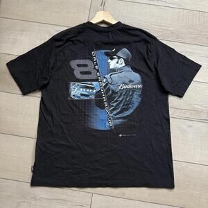 Vintage Dale Earnhardt Jr. Budweiser NASCAR T-Shirt Black 90s Y2K Racing Tee XL